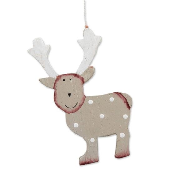 Alternate image for Hand-Painted Brown Wood Reindeer Wind Chime Christmas Decor Delightful Reindeer