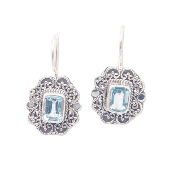 Alternate image for Classic Sterling Silver Drop Earrings with Blue Topaz Jewels Palace of the Loyal