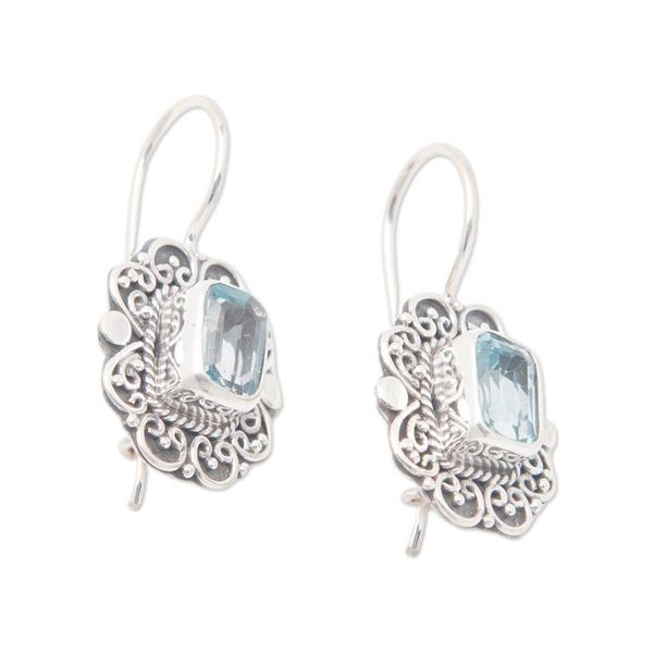 Alternate image for Classic Sterling Silver Drop Earrings with Blue Topaz Jewels Palace of the Loyal