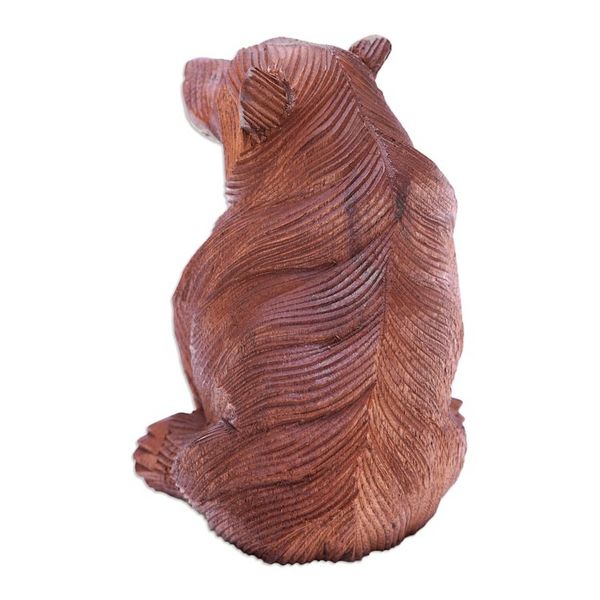 Alternate image for Hand-Carved Bear-Themed Suar Wood Sculpture from Bali Giant Bear