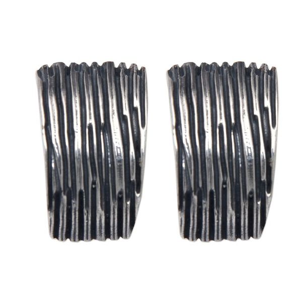 Alternate image for Modern Sterling Silver Button Earrings with Oxidized Finish Magical Dream