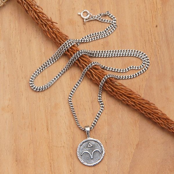 Alternate image for Sterling Silver Necklace with Aries Zodiac Sign Pendant Aries Charm