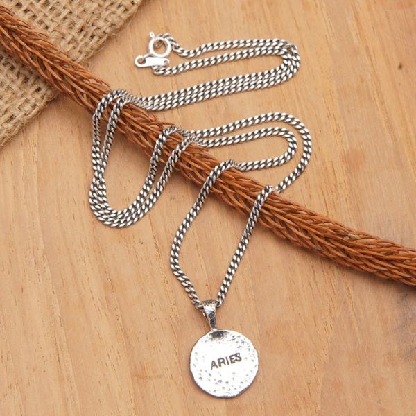 Alternate image for Sterling Silver Necklace with Aries Zodiac Sign Pendant Aries Charm