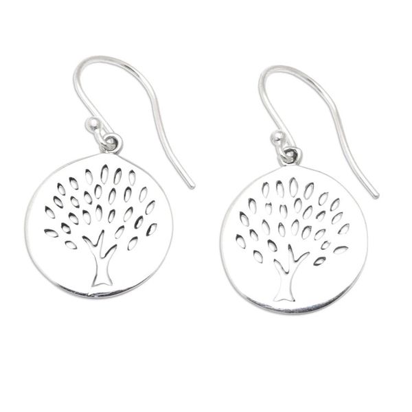 Alternate image for Sterling Silver Dangle Earrings with Tree of Life Motif Majestic Tree of Life