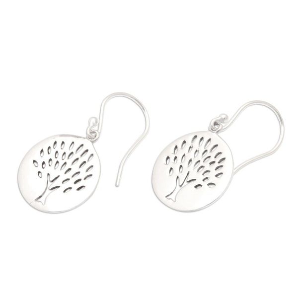 Alternate image for Sterling Silver Dangle Earrings with Tree of Life Motif Majestic Tree of Life