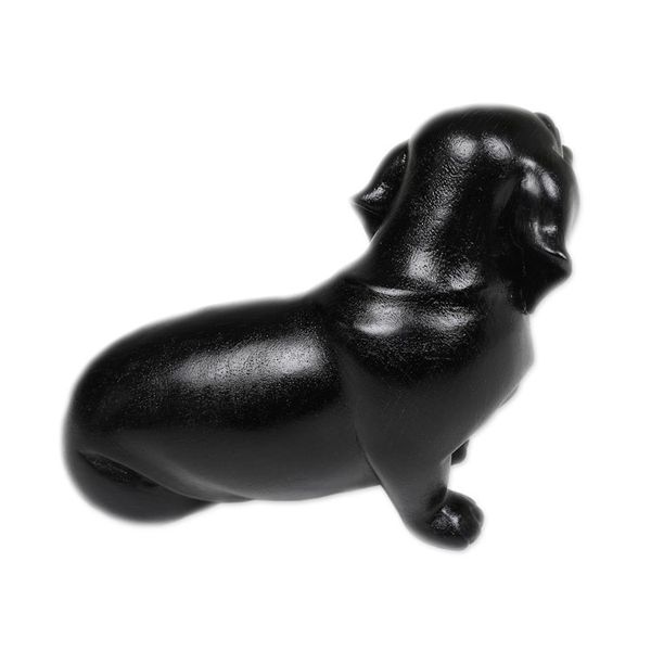 Alternate image for Hand-Painted Wood Figurine of Stretching Black Dachshund Happy Black Dachshund