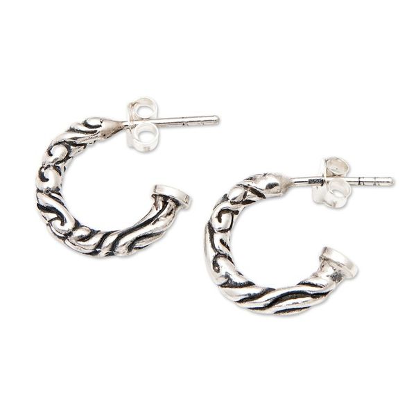 Alternate image for Polished Sterling Silver Half-Hoop Earrings from Bali This World