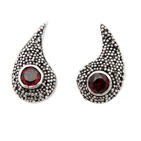 Alternate image for Drop-Shaped Button Earrings with Natural Garnet Jewels Perseverance Drops