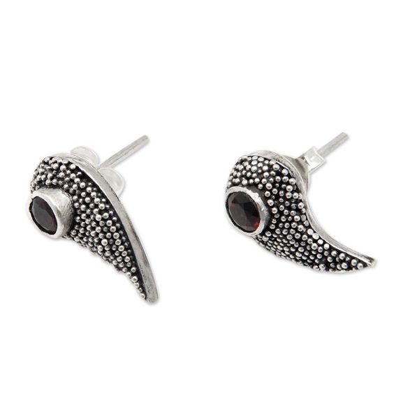 Alternate image for Drop-Shaped Button Earrings with Natural Garnet Jewels Perseverance Drops