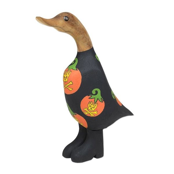 Alternate image for Hand-Painted Bamboo Root Teakwood Halloween Duck Figurine Halloween Duck