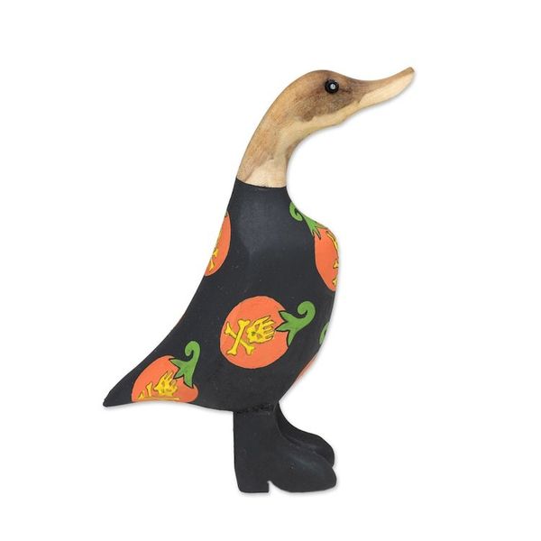Alternate image for Hand-Painted Bamboo Root Teakwood Halloween Duck Figurine Halloween Duck
