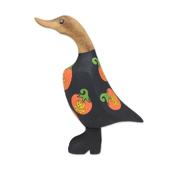 Alternate image for Hand-Painted Bamboo Root Teakwood Halloween Duck Figurine Halloween Duck
