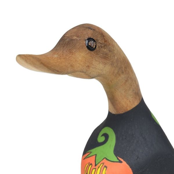 Alternate image for Hand-Painted Bamboo Root Teakwood Halloween Duck Figurine Halloween Duck