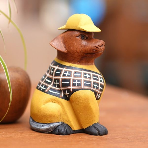 Alternate image for Hand-Painted Detective Dachshund Suar Wood Figurine Detective Dachshund