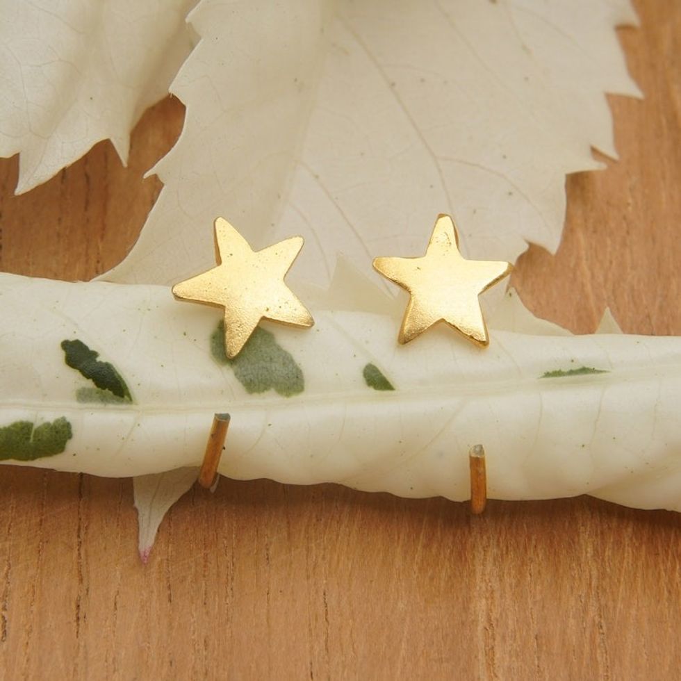 Minimalist Star-Shaped 22k Gold-Plated Brass Ear Cuffs 'Divinity'