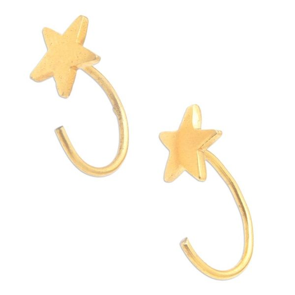 Alternate image for Minimalist Star-Shaped 22k Gold-Plated Brass Ear Cuffs Divinity