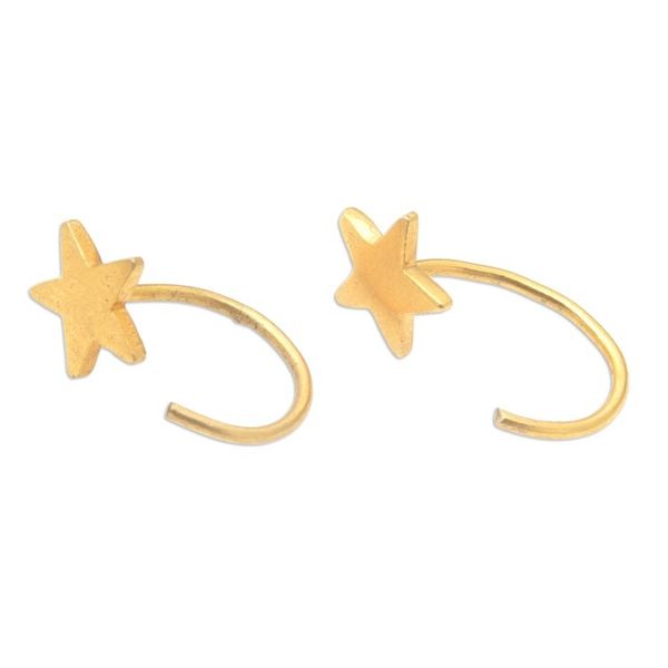 Alternate image for Minimalist Star-Shaped 22k Gold-Plated Brass Ear Cuffs Divinity
