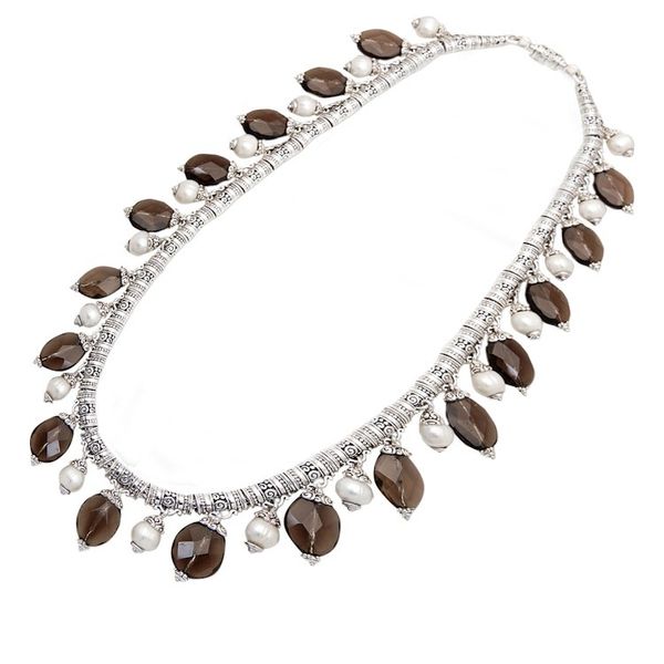 Alternate image for Traditional Smoky Quartz and Cultured Pearl Beaded Necklace Eclipses