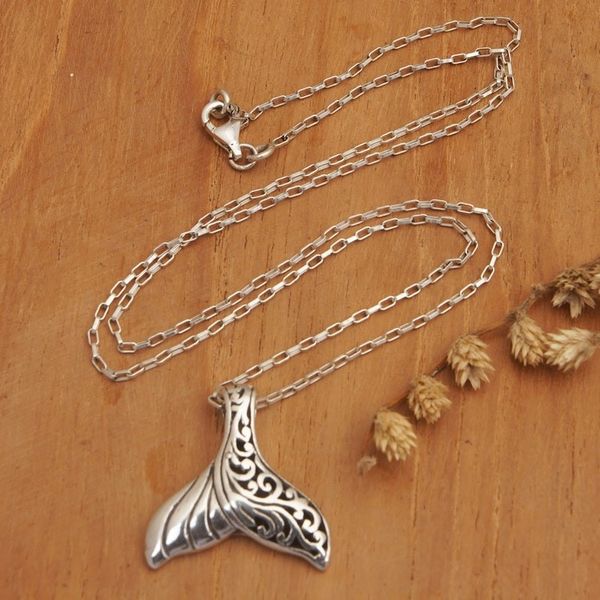 Alternate image for Traditional Marine-Themed Balinese Pendant Necklace Magic Fin