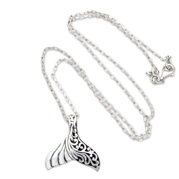 Alternate image for Traditional Marine-Themed Balinese Pendant Necklace Magic Fin