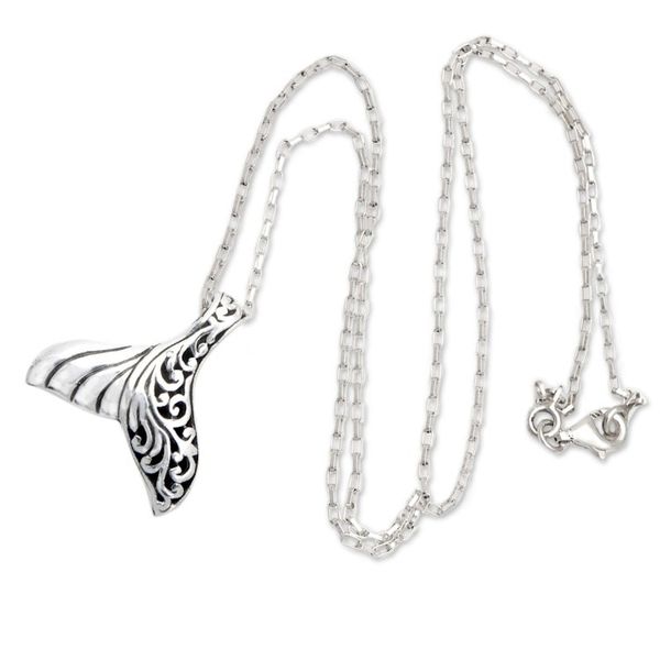 Alternate image for Traditional Marine-Themed Balinese Pendant Necklace Magic Fin