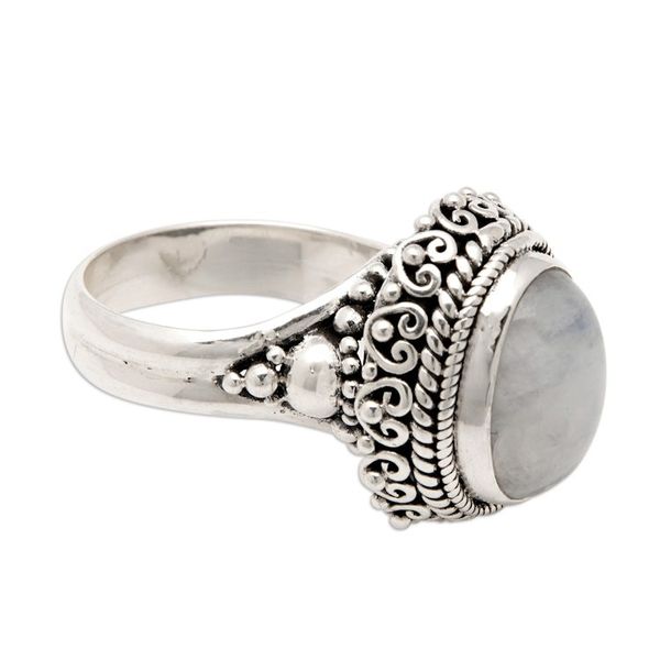 Alternate image for Traditional Natural Rainbow Moonstone Cocktail Ring Queen Moonlight