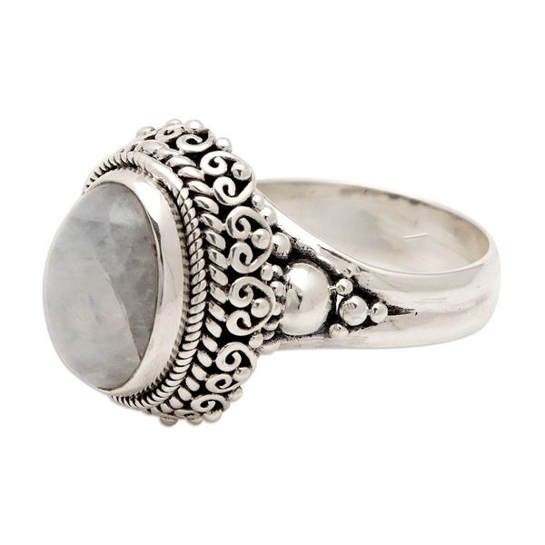 Alternate image for Traditional Natural Rainbow Moonstone Cocktail Ring Queen Moonlight