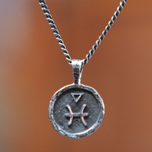 Alternate image for Sterling Silver Necklace with Pisces Zodiac Sign Pendant Pisces Charm