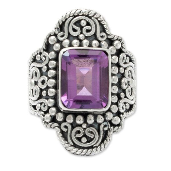 Alternate image for Sterling Silver Cocktail Ring with 1 Carat Amethyst Stone Wise Gem