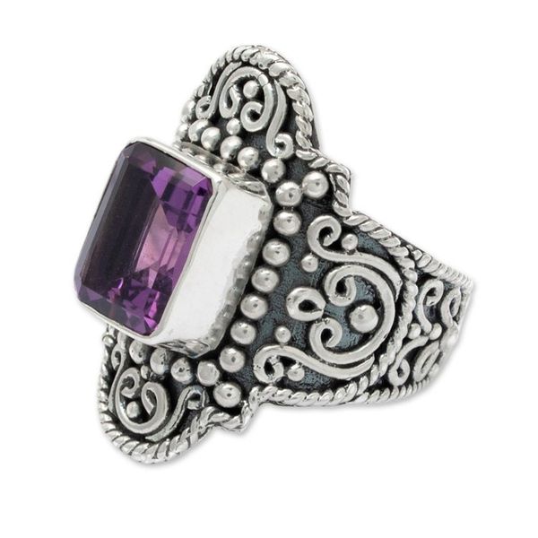 Alternate image for Sterling Silver Cocktail Ring with 1 Carat Amethyst Stone Wise Gem