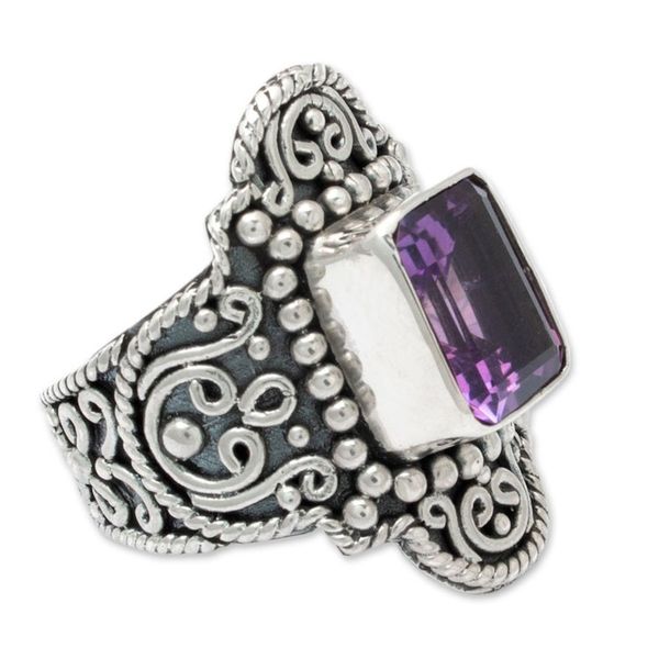 Alternate image for Sterling Silver Cocktail Ring with 1 Carat Amethyst Stone Wise Gem