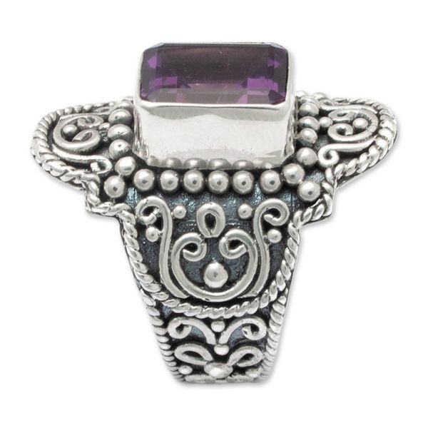 Alternate image for Sterling Silver Cocktail Ring with 1 Carat Amethyst Stone Wise Gem