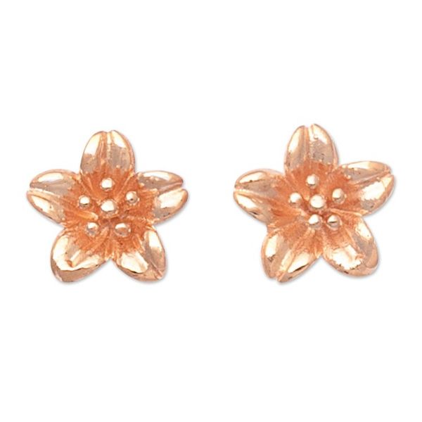 Alternate image for 18k Rose Gold-Plated Floral Sterling Silver Button Earrings Spring Frangipani