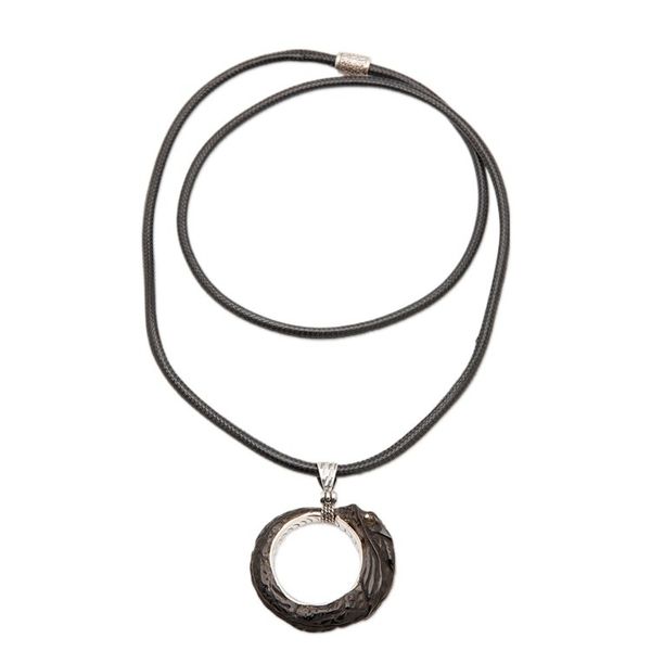 Alternate image for Dragon-Themed Black Sterling Silver Pendant Necklace Dragon Realm
