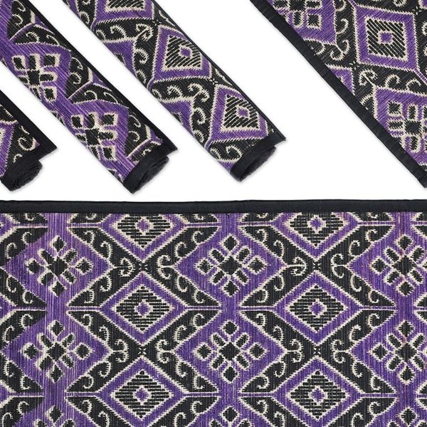 Alternate image for Cotton Natural Fiber 5-Piece Set of Table Runner Placemats Purple Diamond
