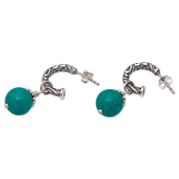 Alternate image for Classic Reconstituted Turquoise Half-Hoop Dangle Earrings Heal the World