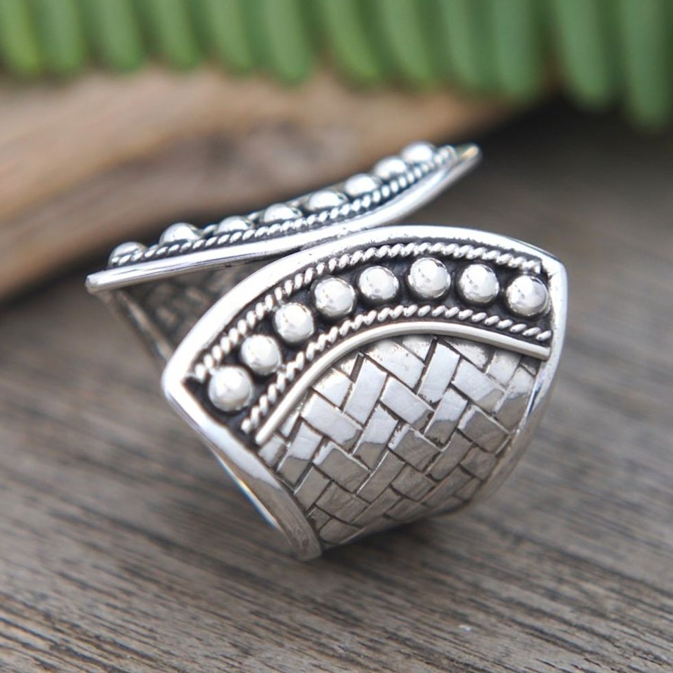Classic Polished Sterling Silver Cocktail Ring from Bali 'Classically United'