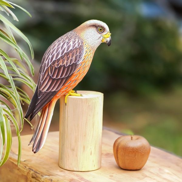 Alternate image for Handcrafted Suar Wood Eagle Sculpture with Albesia Wood Base Eagle Sunrise