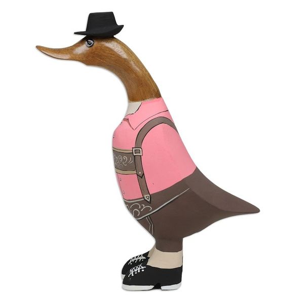 Alternate image for Handcrafted Bamboo Root and Teak Wood Bavarian Duck Figurine Mister Duck in October