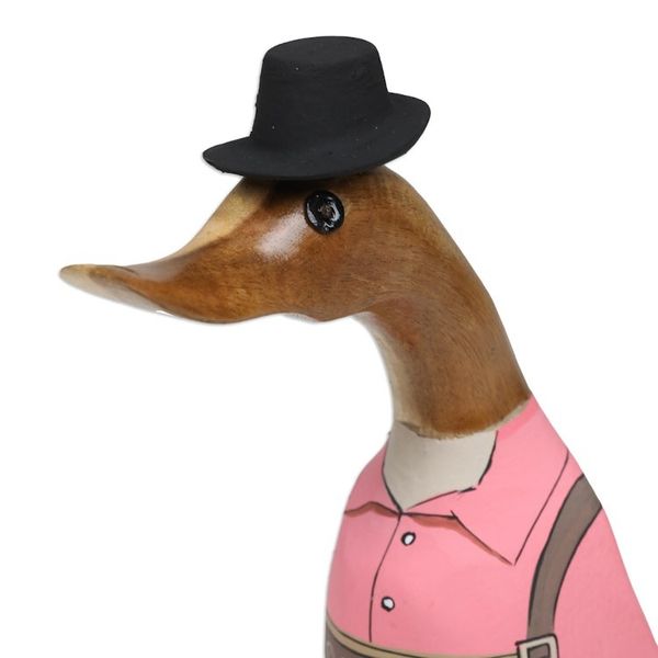 Alternate image for Handcrafted Bamboo Root and Teak Wood Bavarian Duck Figurine Mister Duck in October