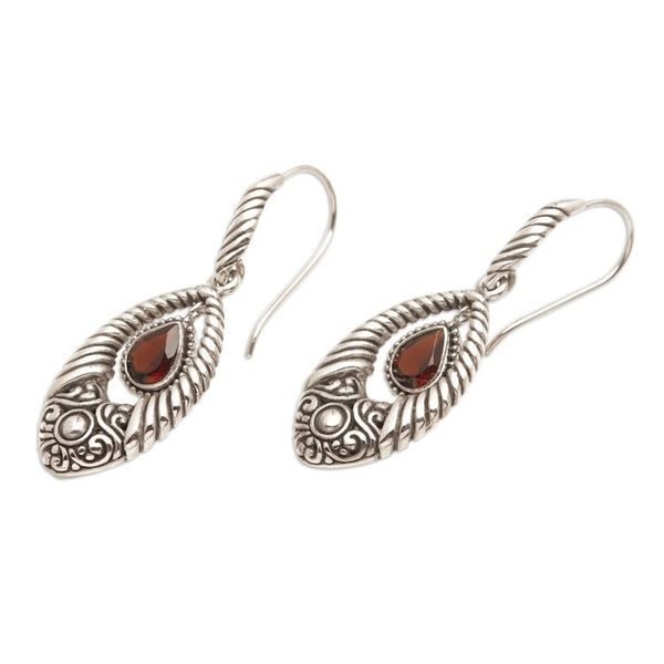 Alternate image for Classic Polished One-Carat Natural Garnet Dangle Earrings Sacred Romance
