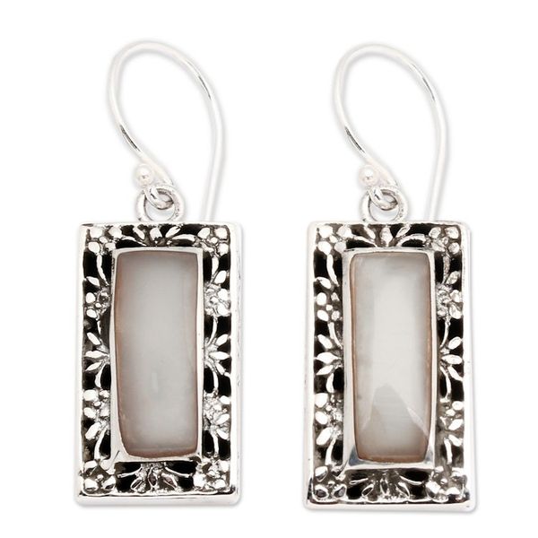 Alternate image for Floral Sterling Silver and Bright Resin Dangle Earrings Dreamy Mirror