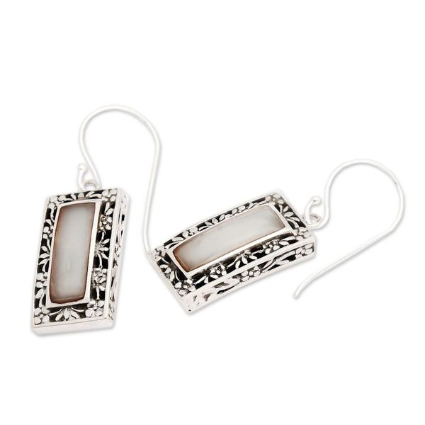 Alternate image for Floral Sterling Silver and Bright Resin Dangle Earrings Dreamy Mirror