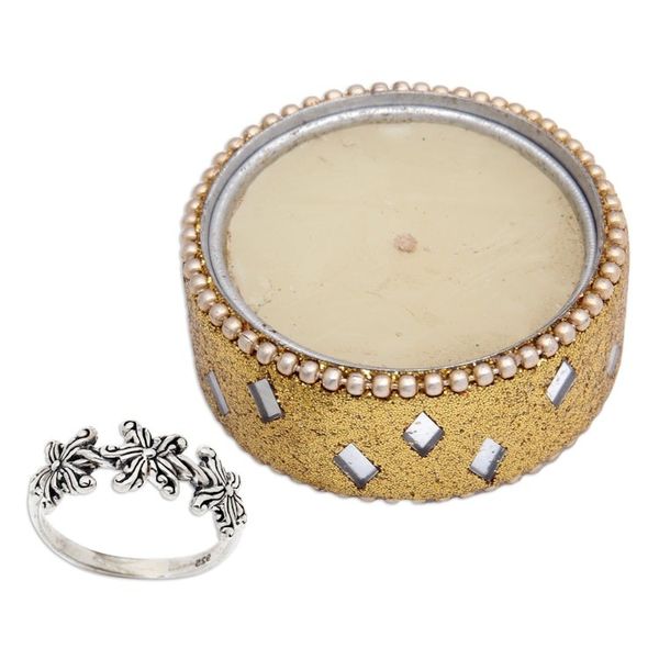 Alternate image for Star-Inspired Floral Sterling Silver Band Ring from Bali Starry Blooms