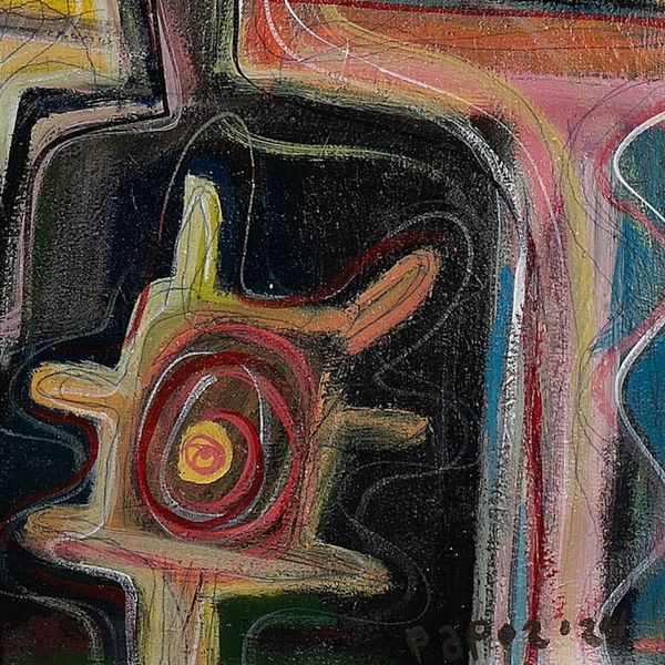 Alternate image for Balinese-Made Signed Expressionist Mixed Media Painting Me, My Book and Moonlight