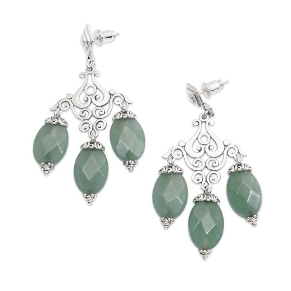 Alternate image for Classic Checkerboard Chalcedony Stone Chandelier Earrings Harmonious Party