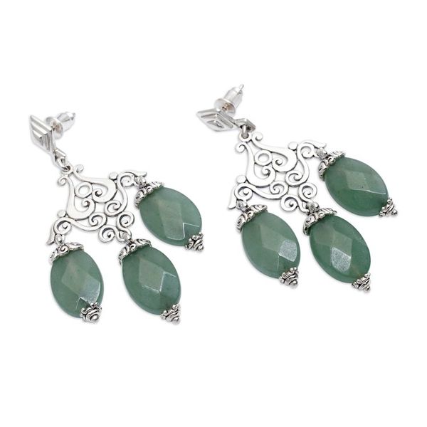 Alternate image for Classic Checkerboard Chalcedony Stone Chandelier Earrings Harmonious Party
