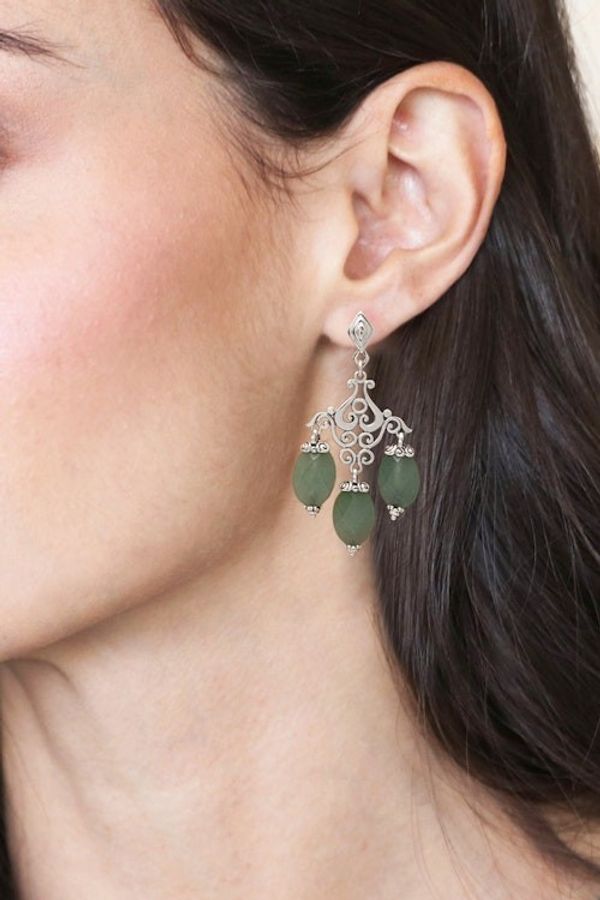 Alternate image for Classic Checkerboard Chalcedony Stone Chandelier Earrings Harmonious Party