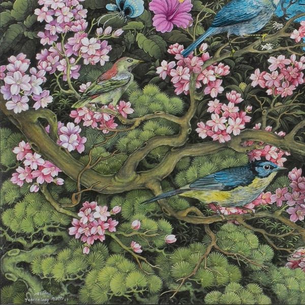 Alternate image for Realist Acrylic on Paper Landscape Painting from Indonesia Batur of the Jungle