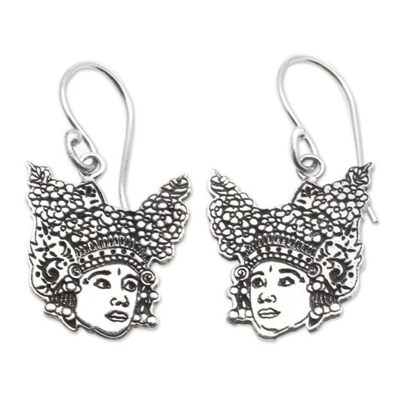 Alternate image for Polished Legong Dancer Sterling Silver Dangle Earrings Legong Essence